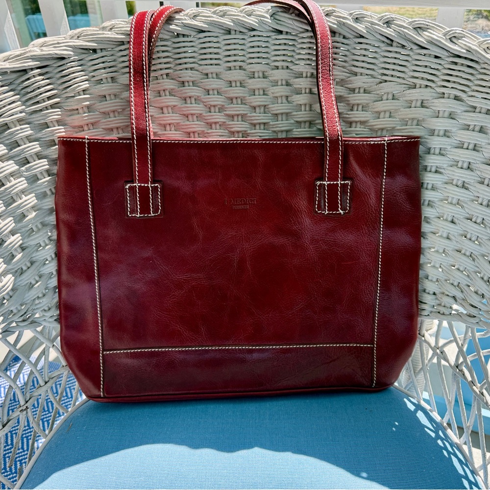 Luxurious Burgundy Leather Tote Bag